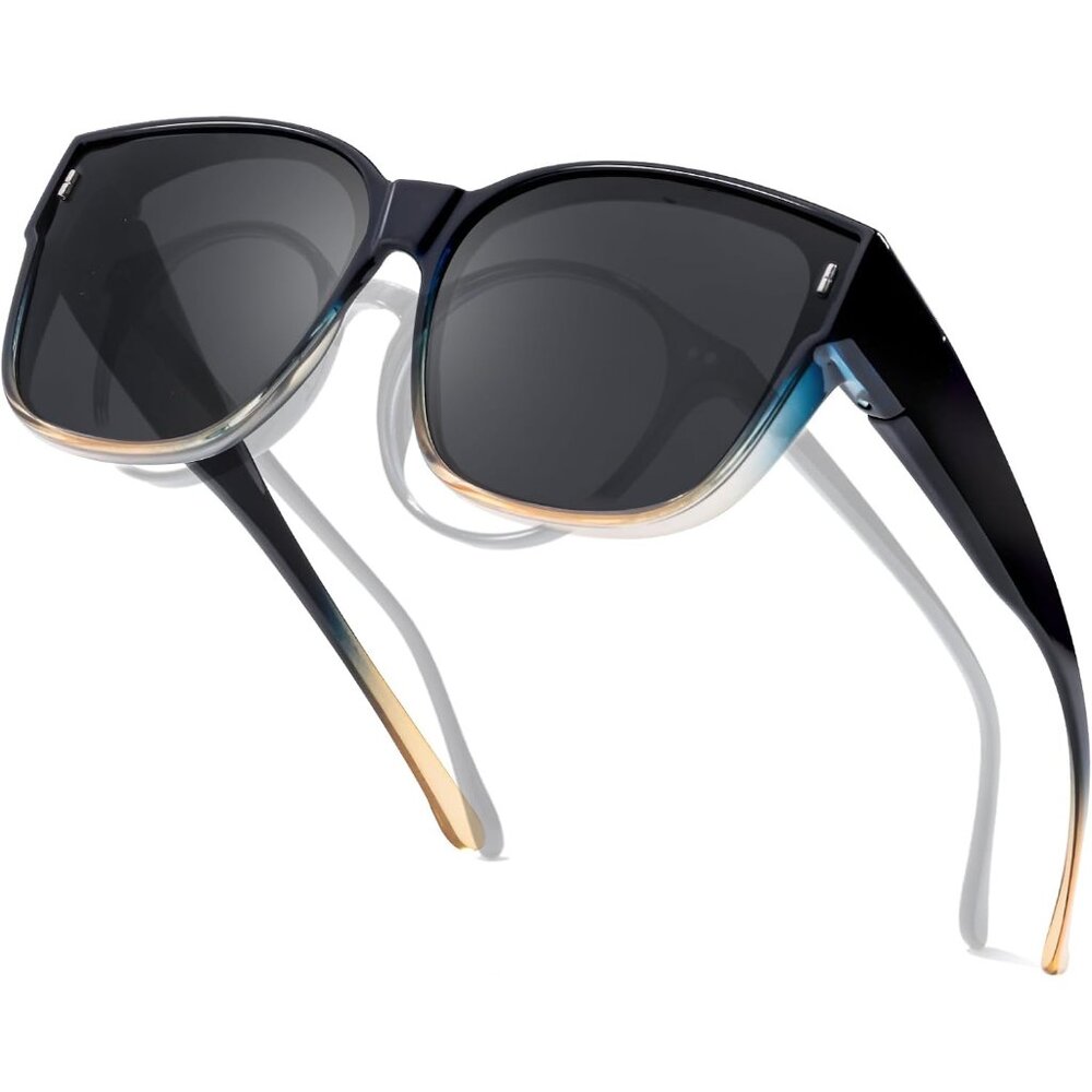 Women's A03 Black brown Frame Grey Polarized Fit Over UV Protection Sun Glasses